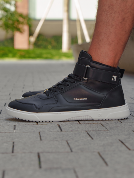 Barefoot Sneakers Barebarics Zing - High Top - Black & White - Leather