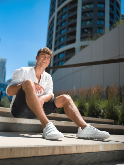 Barefoot Sneakers Barebarics Zing Velcro - All White - Leather