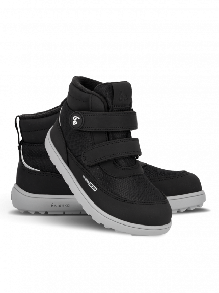 Kids winter barefoot boots Be Lenka Zippu Junior - Black & Grey