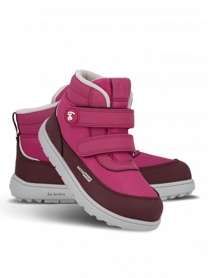 Kids winter barefoot boots Be Lenka Zippu Kids - Berry & Grey
